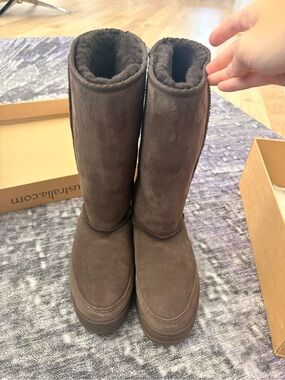 UGG Tall Suede Winter Boots in Dark Brown